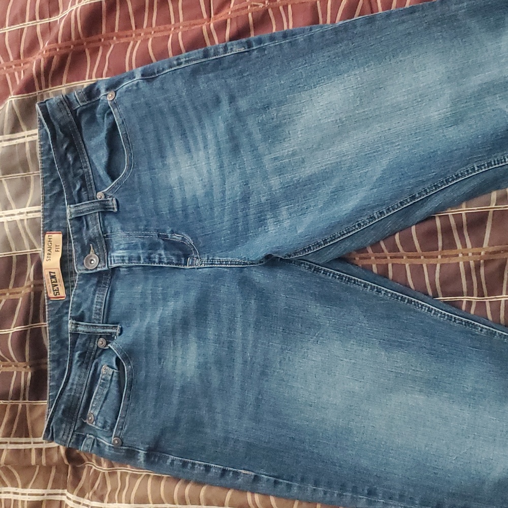 Seven7 Straight Fit Mens 34X30 Jean Medium Wash SN1364 Blue